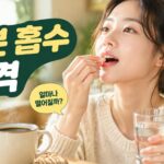 철분제를 물과 함께 복용하고 커피는 간격을 두는 모습